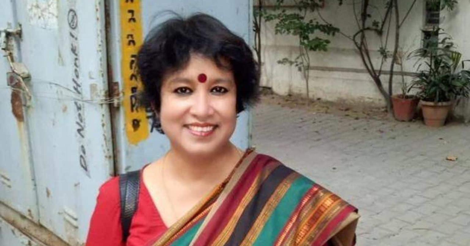 Taslima Nasreen speaking at a public event in Kolkata