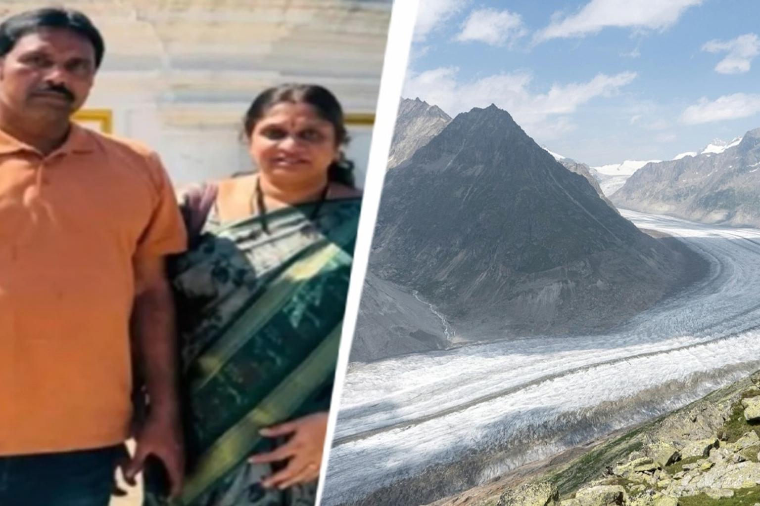Couple on holiday in Switzerland with scenic mountains