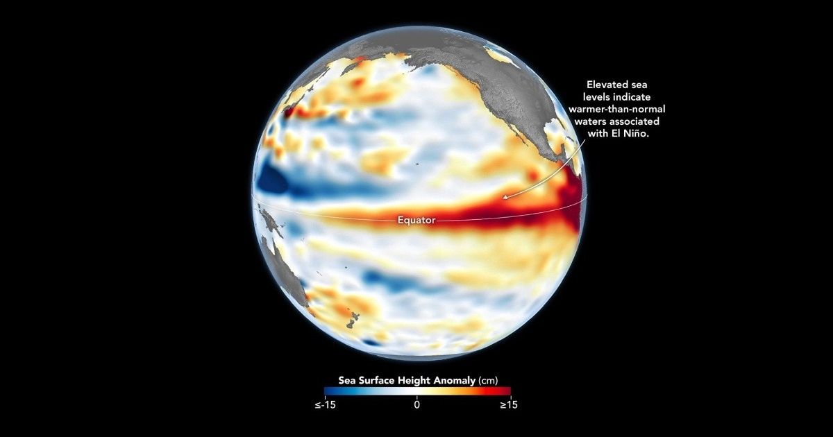 Satellite captures Godzilla El Nino wave in Pacific Ocean rising like never before