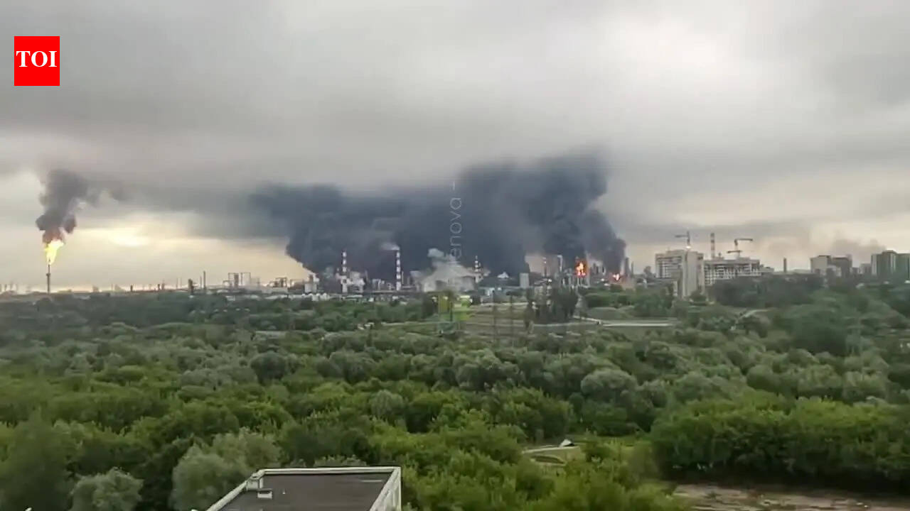 Ukrainian drones strike Moscow’s oil refinery again; flames, thick plumes of smoke seen