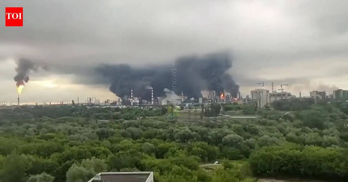 Ukrainian drones strike Moscow’s oil refinery again; flames, thick plumes of smoke seen