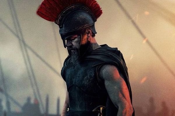 Christopher Nolan on the set of The Odyssey with cast