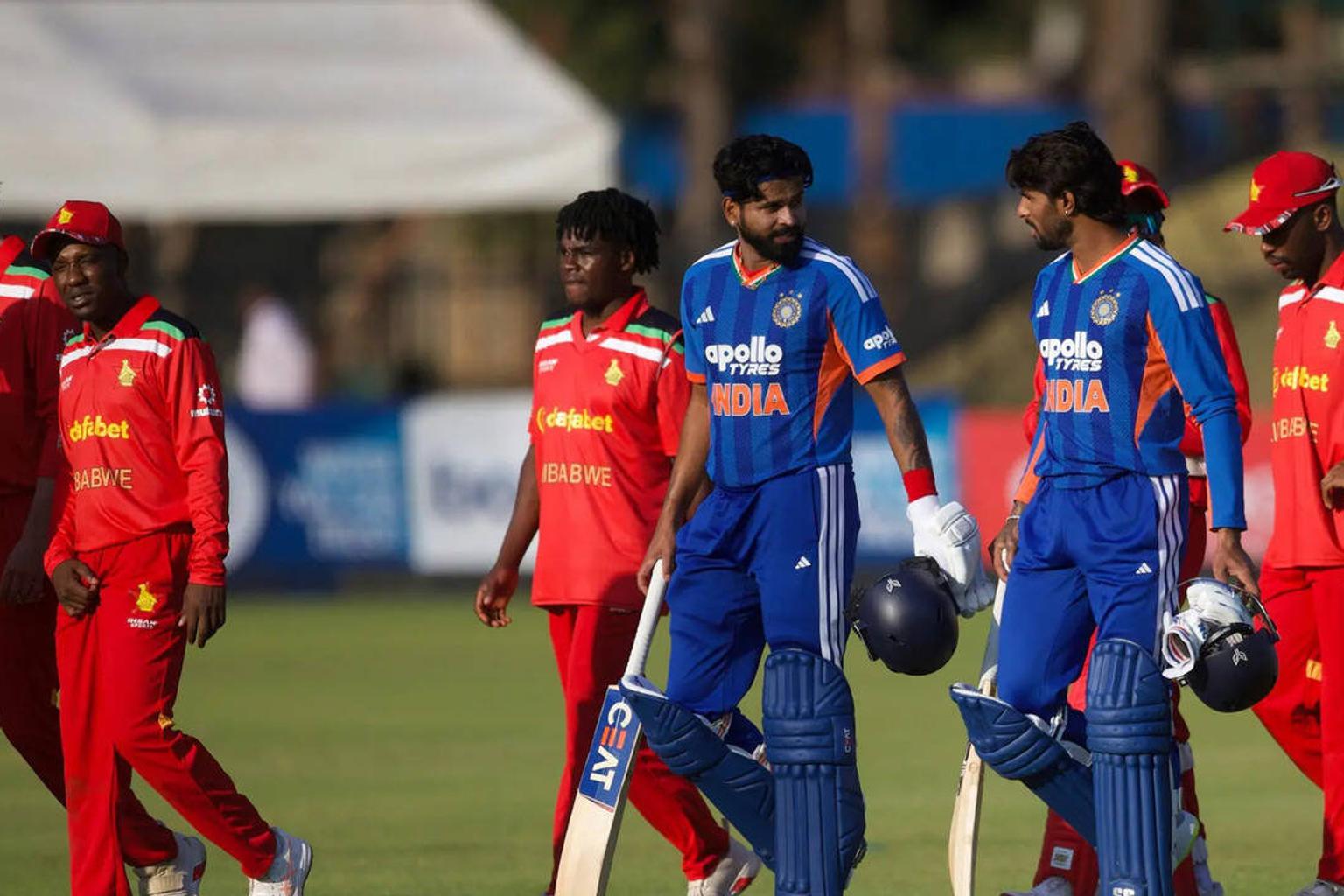 Shreyas Iyer with batting partner Tilak Varma after the win