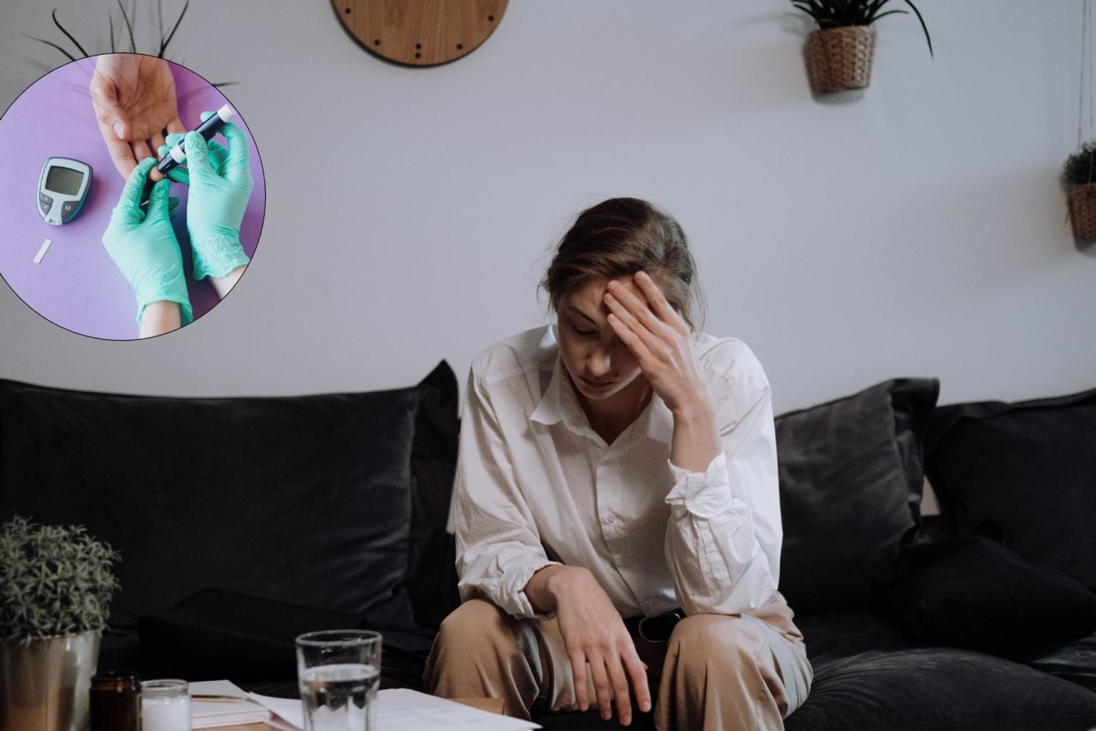 Person experiencing stress and high blood sugar levels