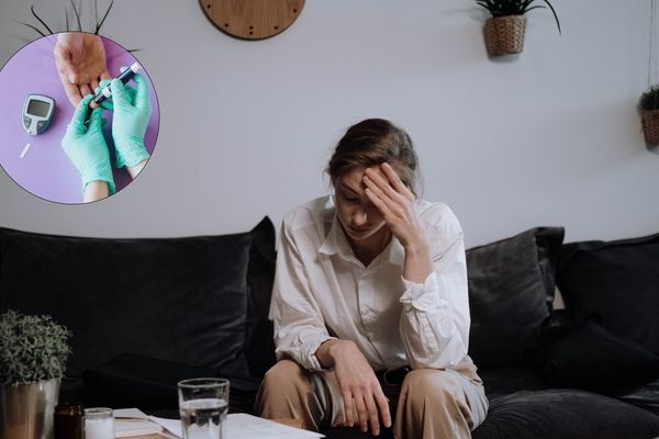 Person experiencing stress and high blood sugar levels