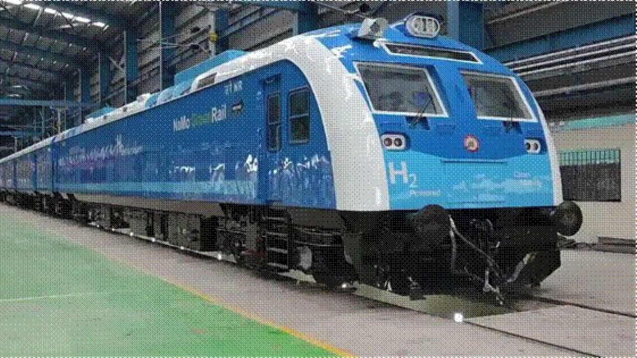 Prime Minister Narendra Modi flagging off the hydrogen train in Haryana