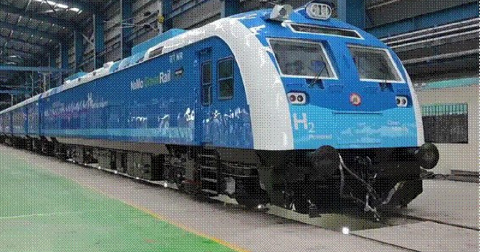 Prime Minister Narendra Modi flagging off the hydrogen train in Haryana