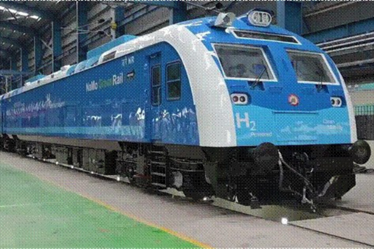 Prime Minister Narendra Modi flagging off the hydrogen train in Haryana