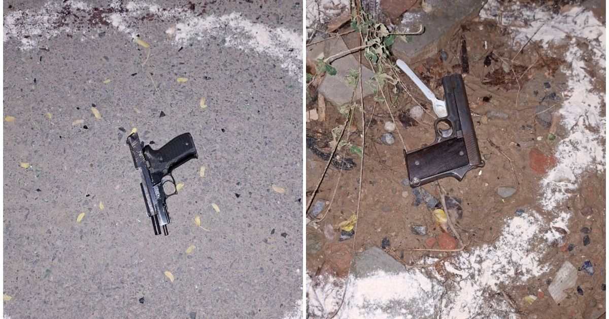 Police officers at the scene of the encounter in Gurugram