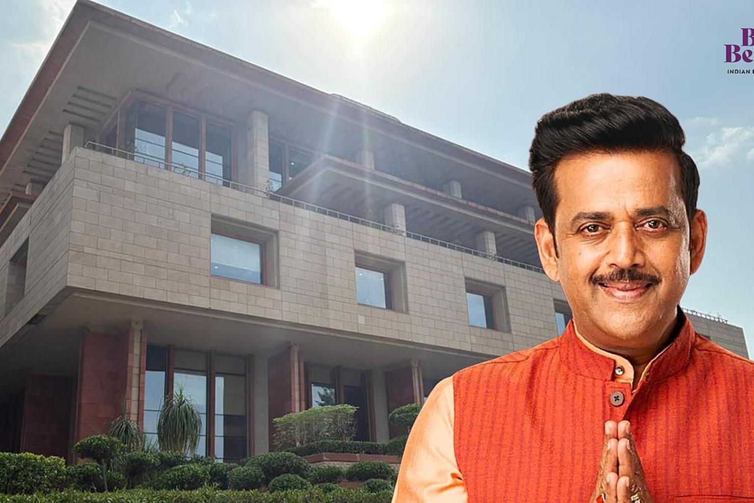 Ravi Kishan in a formal setting with a serious expression