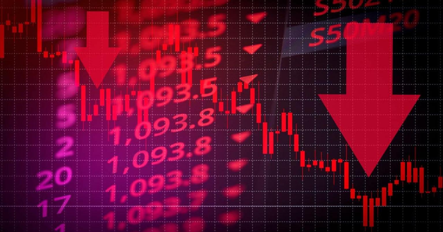 Indian stock market traders watching screens with concern