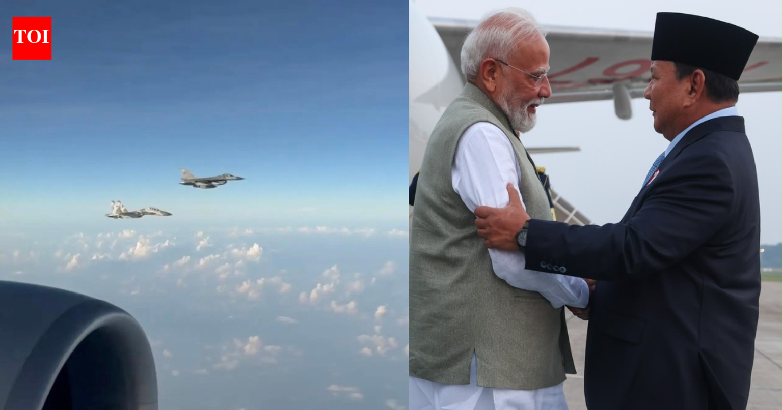 Prime Minister Modi stepping out of plane in Indonesia