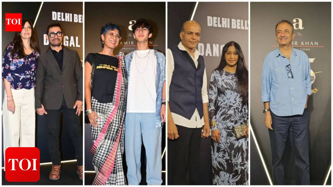 Aamir Khan holds girlfriend Gauri Spratt's hand at Lagaan 25 bash; ex-wife Kiran Rao and son Azad join festivities