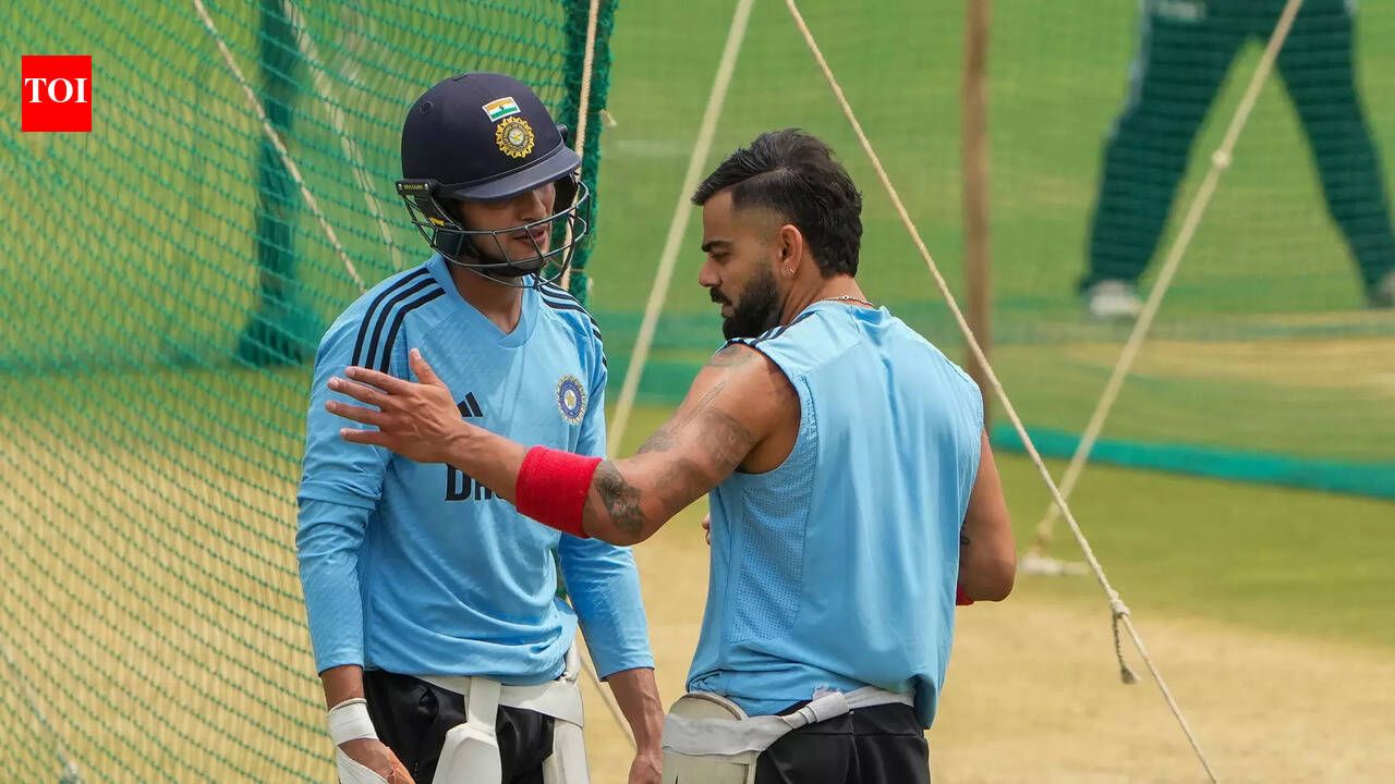Shubman Gill and Virat Kohli at cricket nets