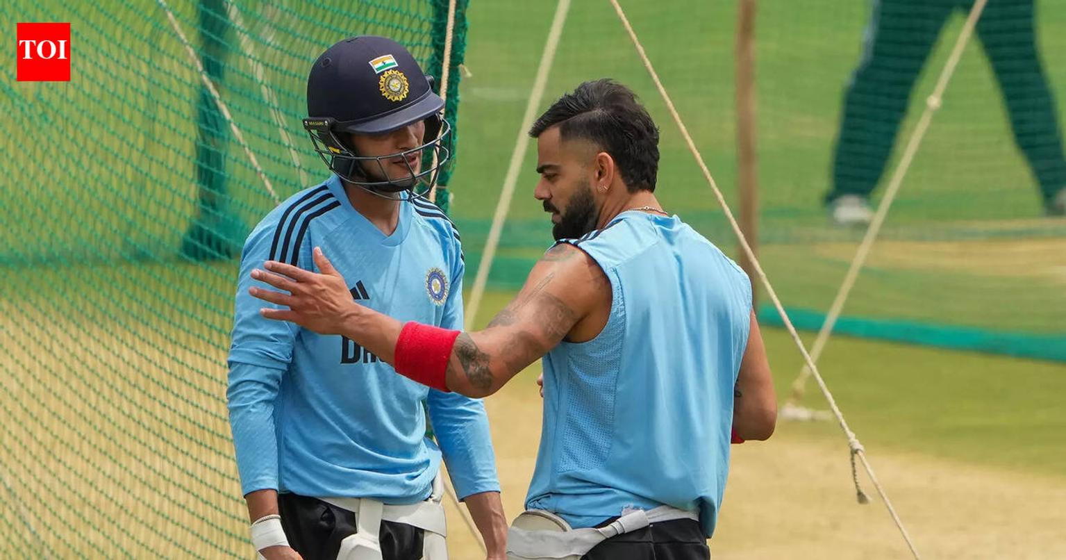 Shubman Gill and Virat Kohli at cricket nets
