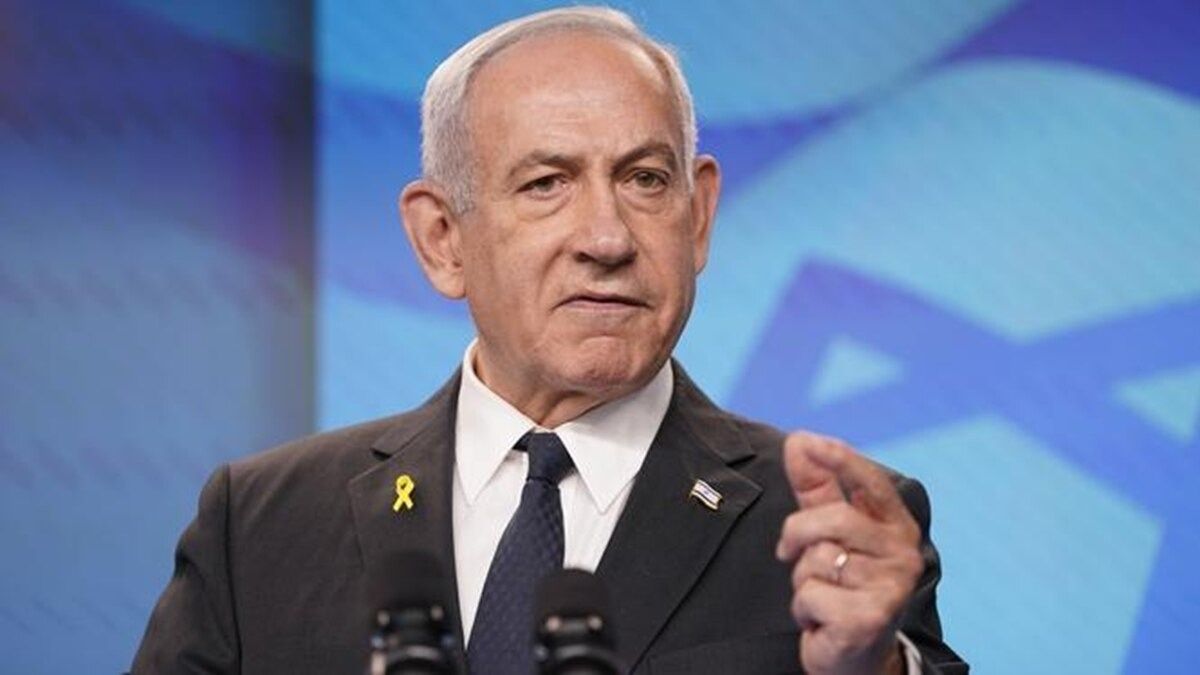 Israeli Prime Minister Benjamin Netanyahu speaking at a press conference