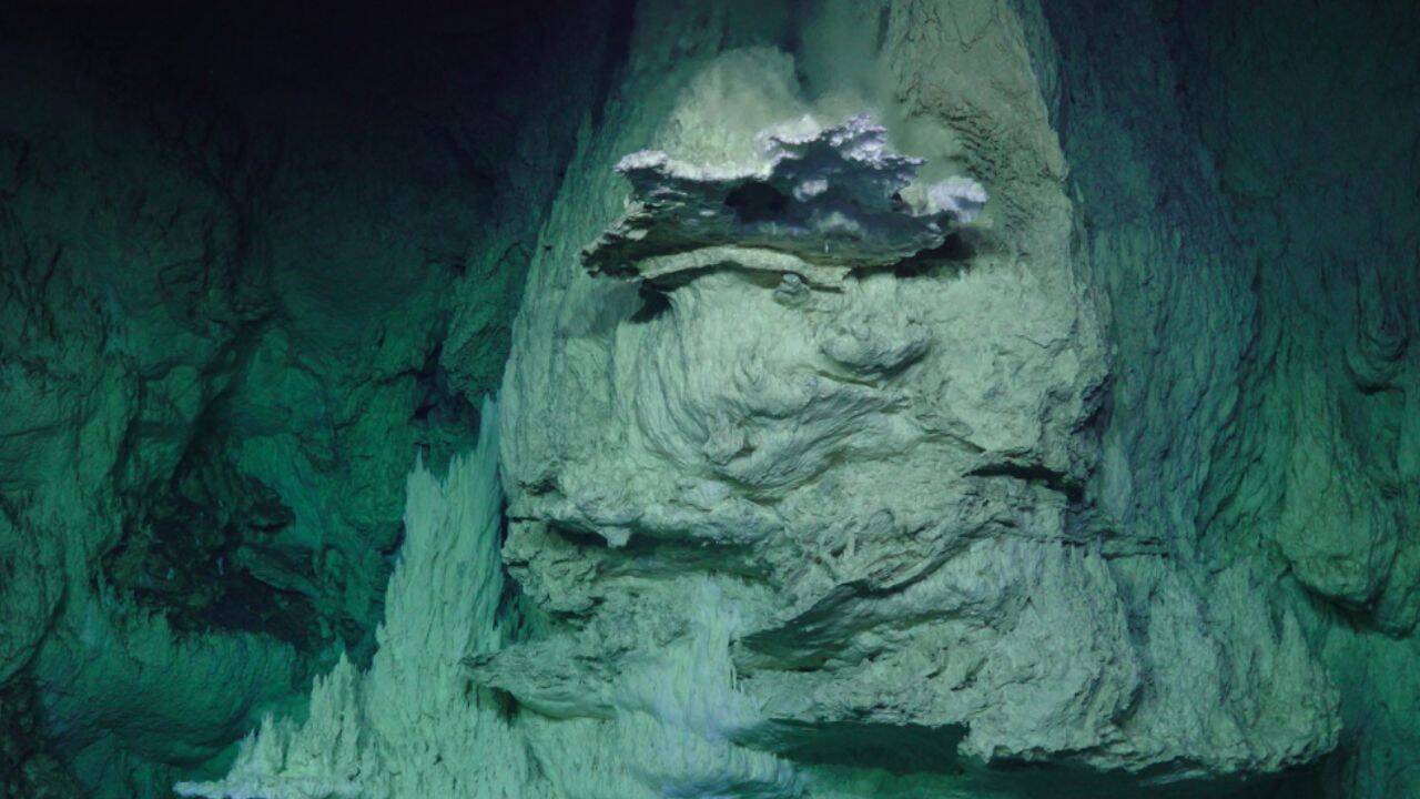 Scientists exploring the Lost City hydrothermal field in the Atlantic Ocean