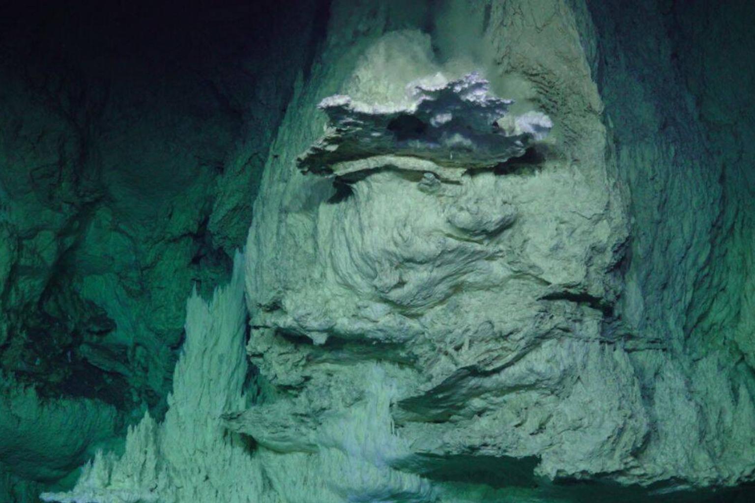 Scientists exploring the Lost City hydrothermal field in the Atlantic Ocean
