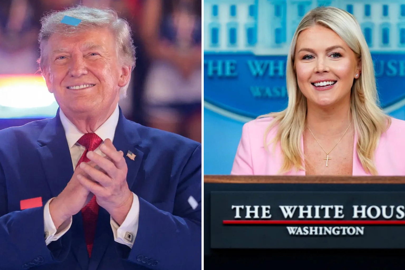 US President Donald Trump and Karoline Leavitt in the White House