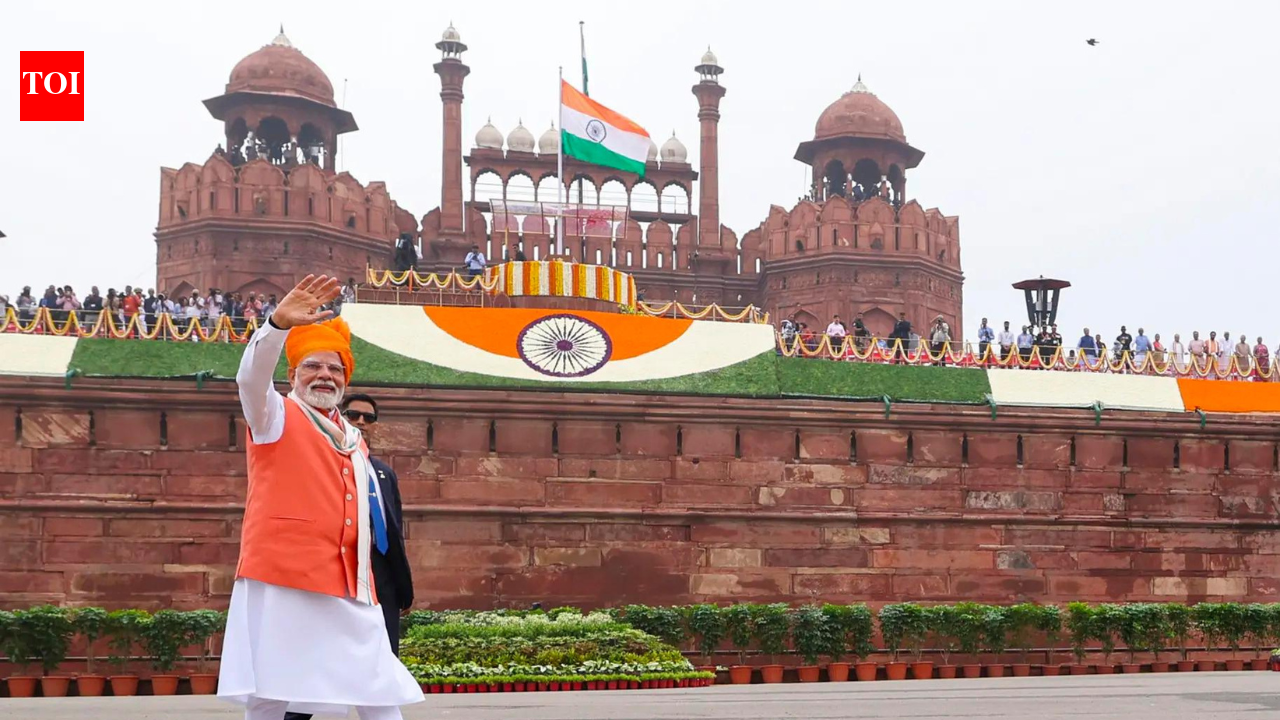 Prime Minister Narendra Modi at the Red Fort during Independence Day celebration