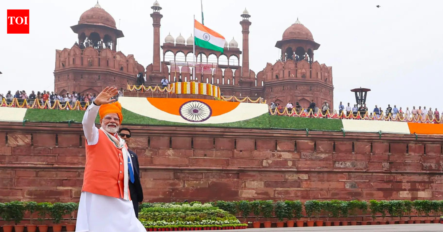 Prime Minister Narendra Modi at the Red Fort during Independence Day celebration