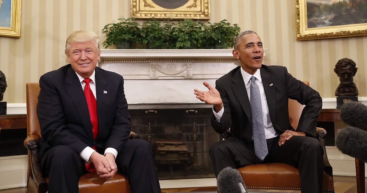 Trump posts racist doctored photo of the Obamas and Air Force One with graffiti spray-painted on plane