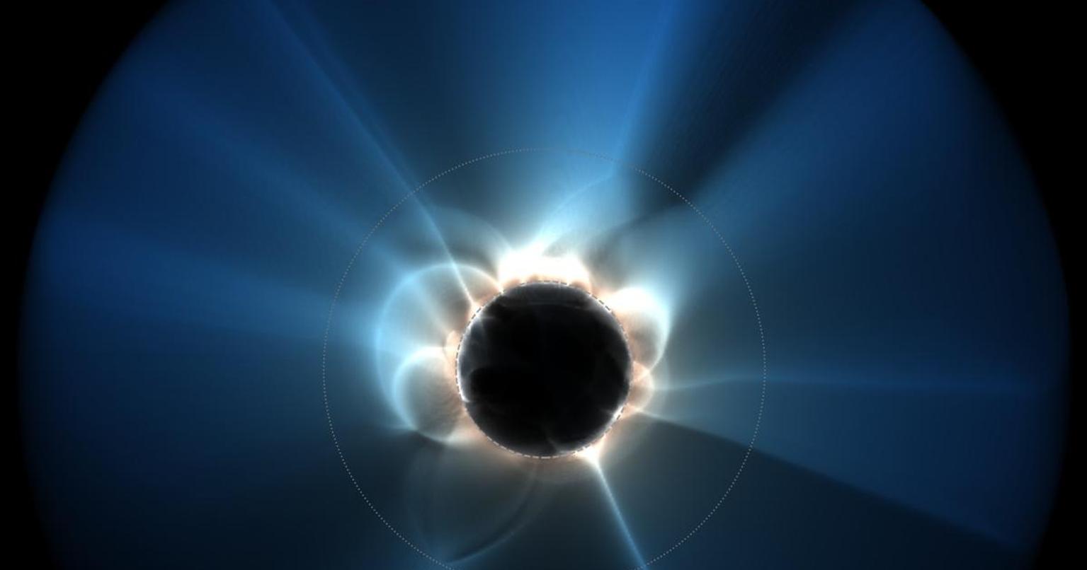 Total solar eclipse with visible corona and petal like structures