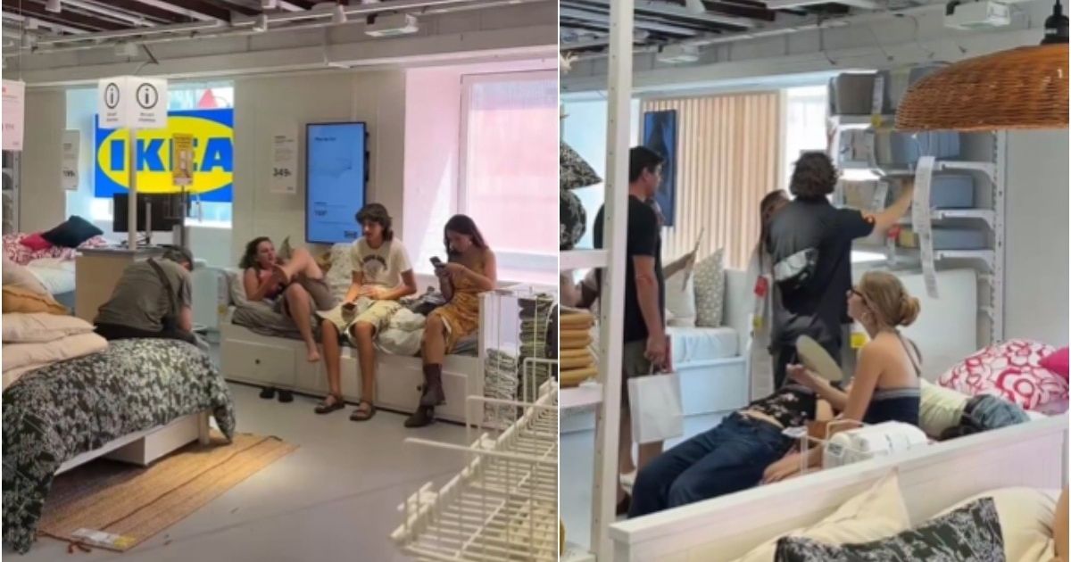 Paris IKEA becomes escape from heatwave as people lounge on display furniture