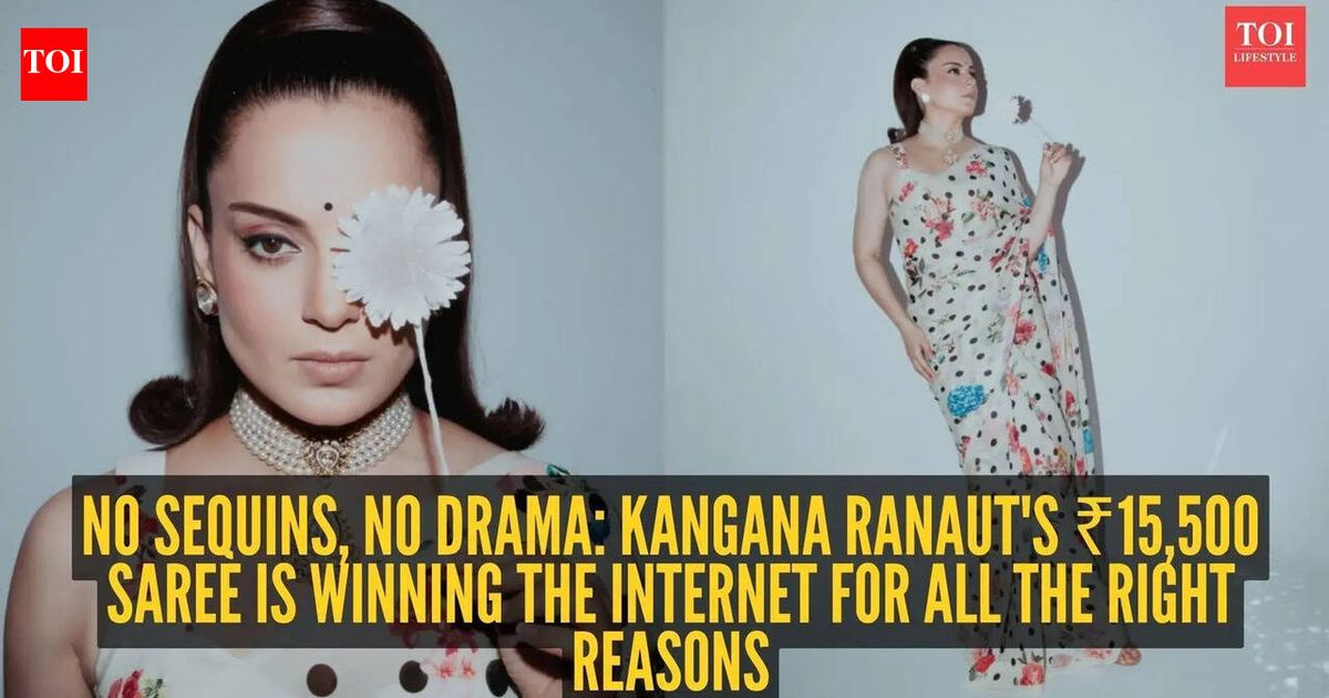 Kangana Ranaut skips bling, stuns in a ₹15,500 polka dot saree that looks straight out of a vintage Bollywood film