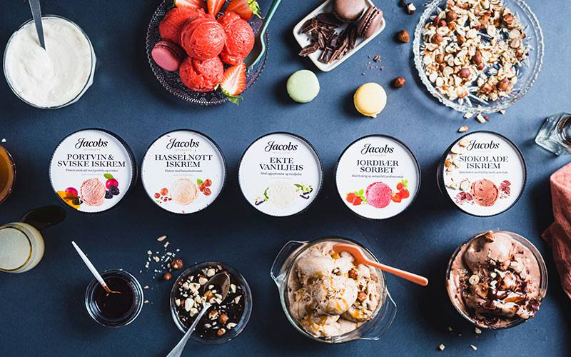 Et utvalg iskrem fra Jacobs Utvalgte