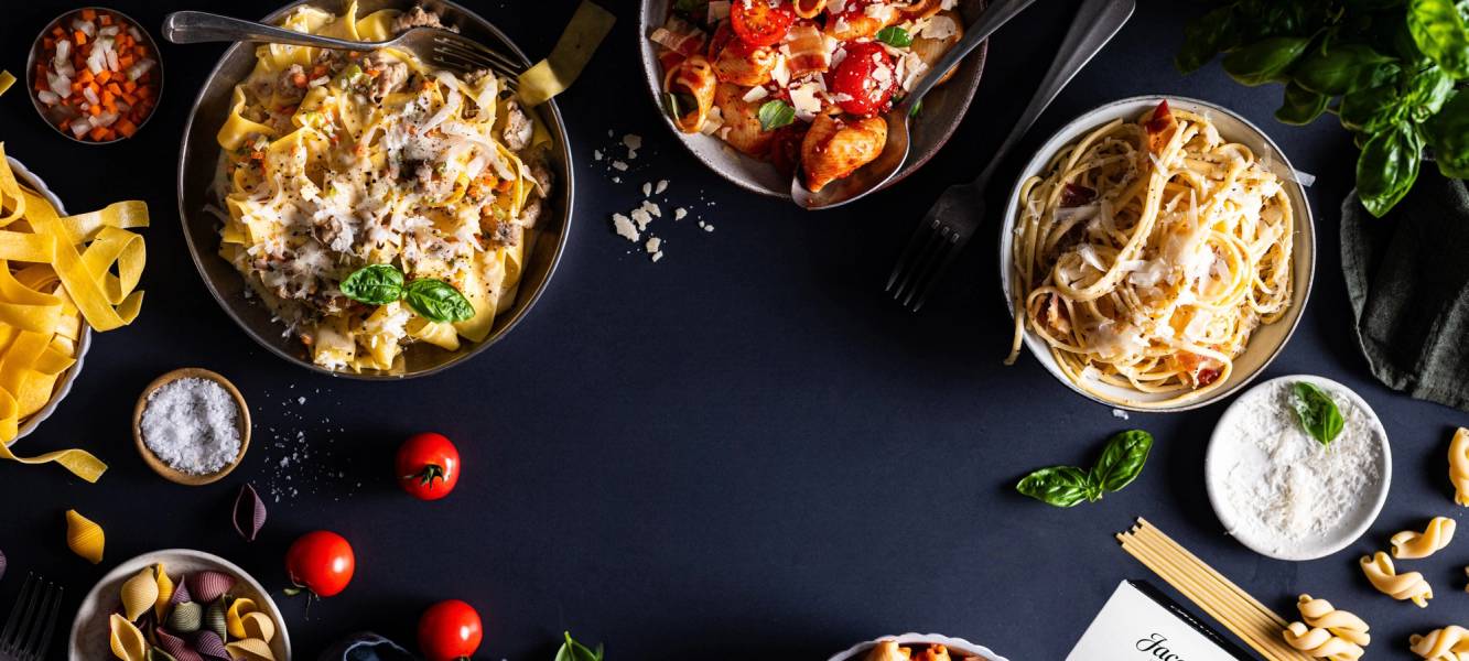 Samling pastaretter fra Jacobs Utvalgte