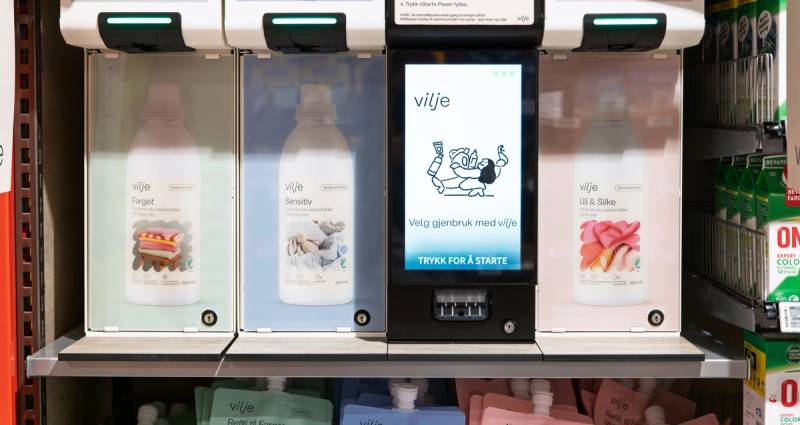 Vilje refillmaskin i butikkhylle