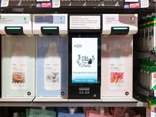 Vilje refillmaskin i butikkhylle