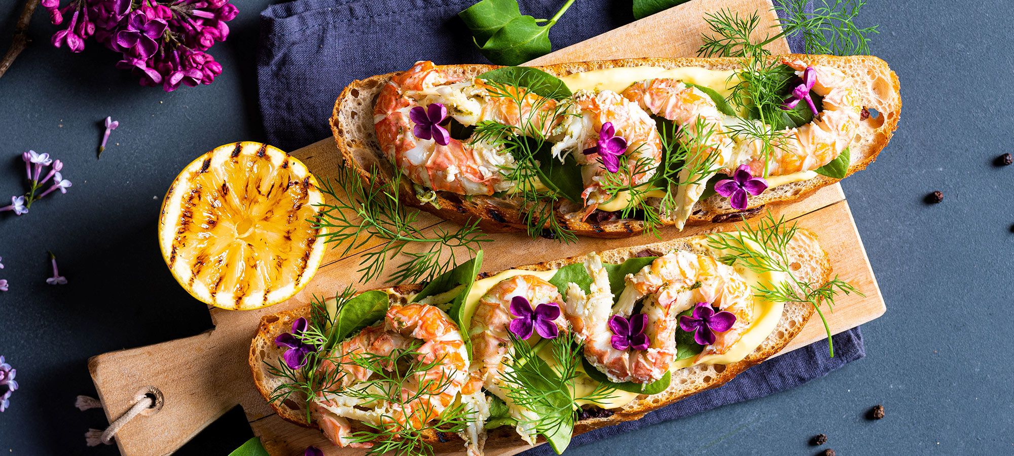 Sjøkreps med aioli på baguett