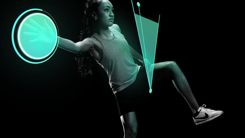 Girl lunging for circle on a screen