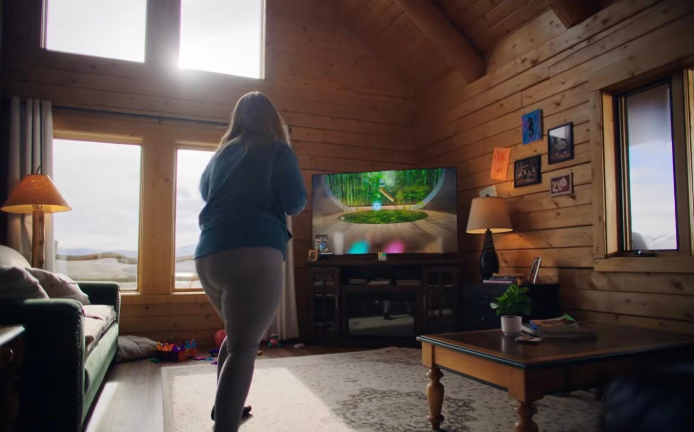 Tiffany playing Nex Playground Box Flow in the living room