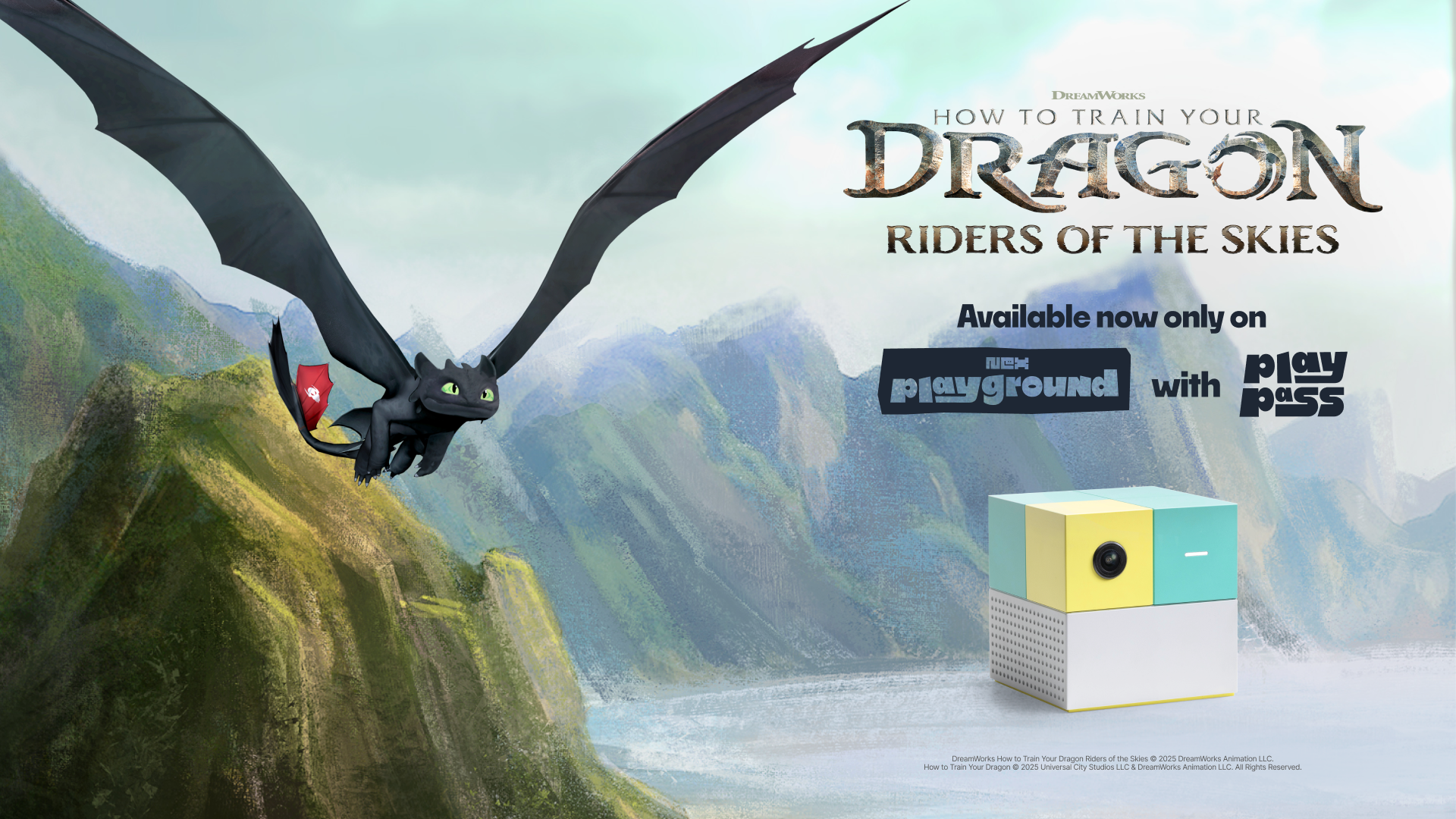 Toothless flying in the How to Train Your Dragon game, available on Nex Playground with Play Pass.