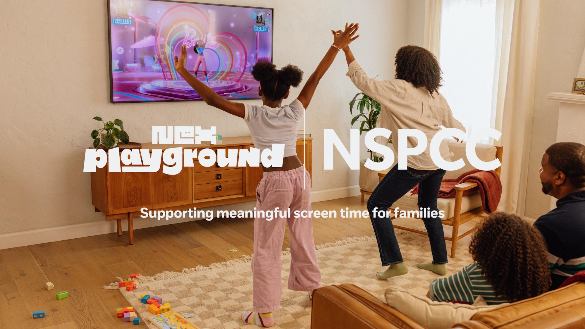 Nex Playground and NSPCC partnership logo over game play