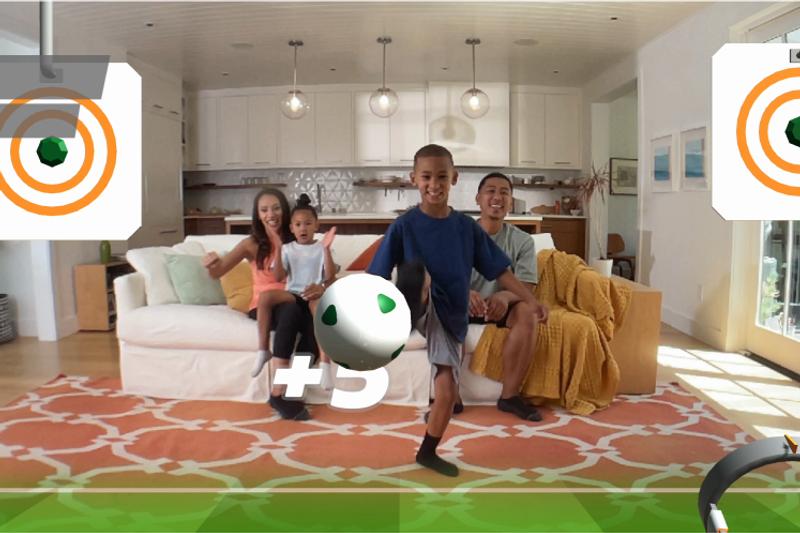 Soccer gameplay in living room