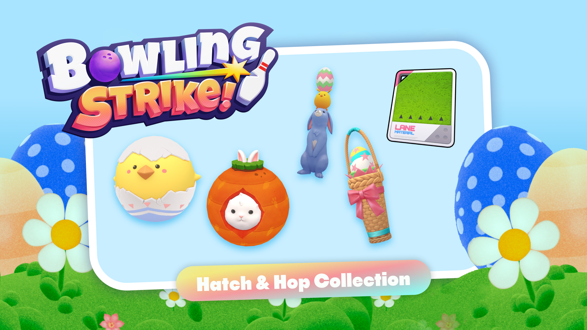 Cute bunny and chick themed unlockable bowling gear for Bowling Strike on Nex Playground.