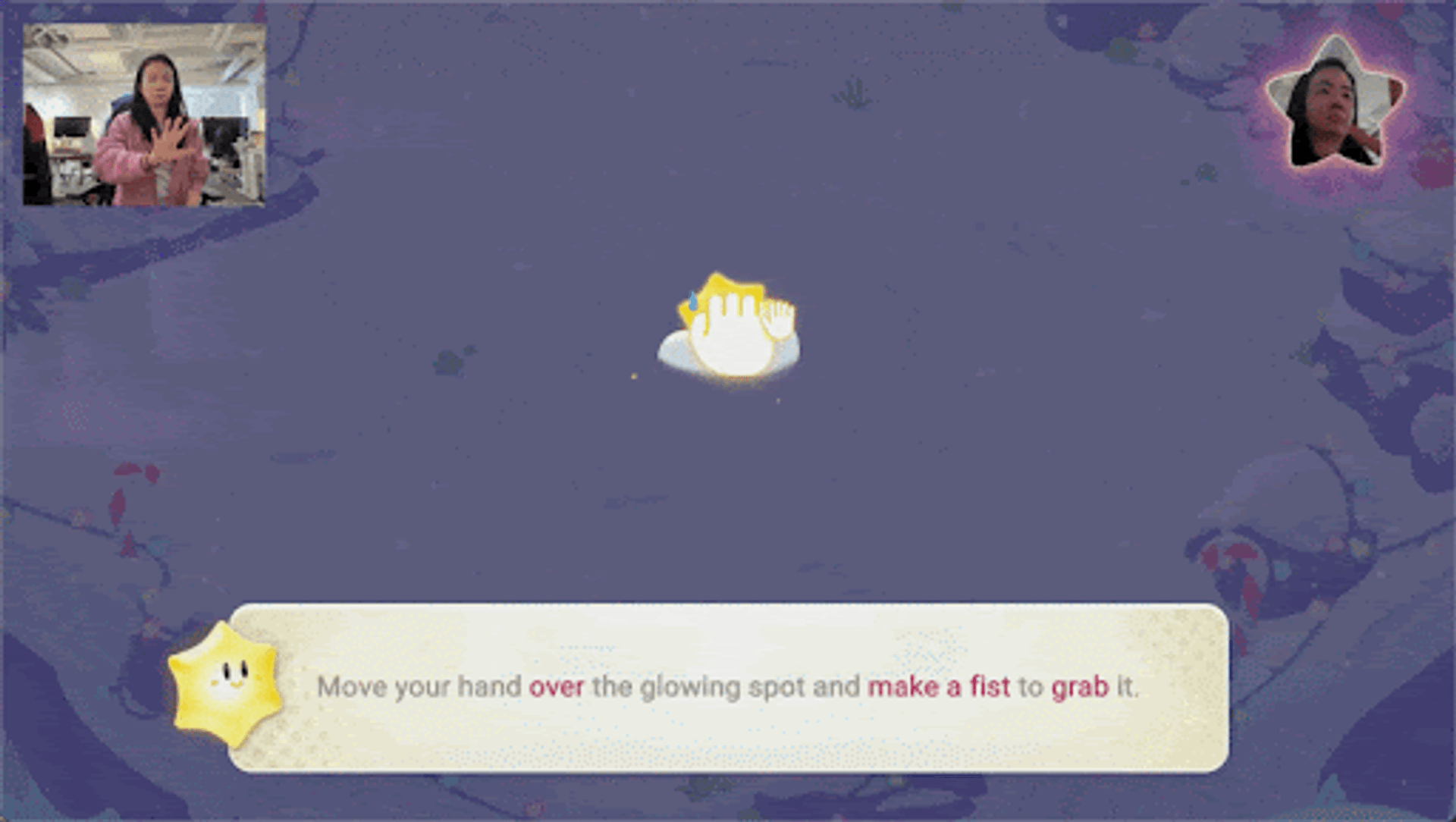 Gif of player using their hands to navigate their snowy island in Winter Wonders on Nex Playground