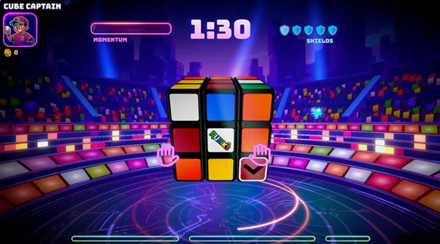 Jump into a motion-powered challenge that gets your brain and body working together. Use both arms to twist and rotate the Cube and watch the colors fall into place.