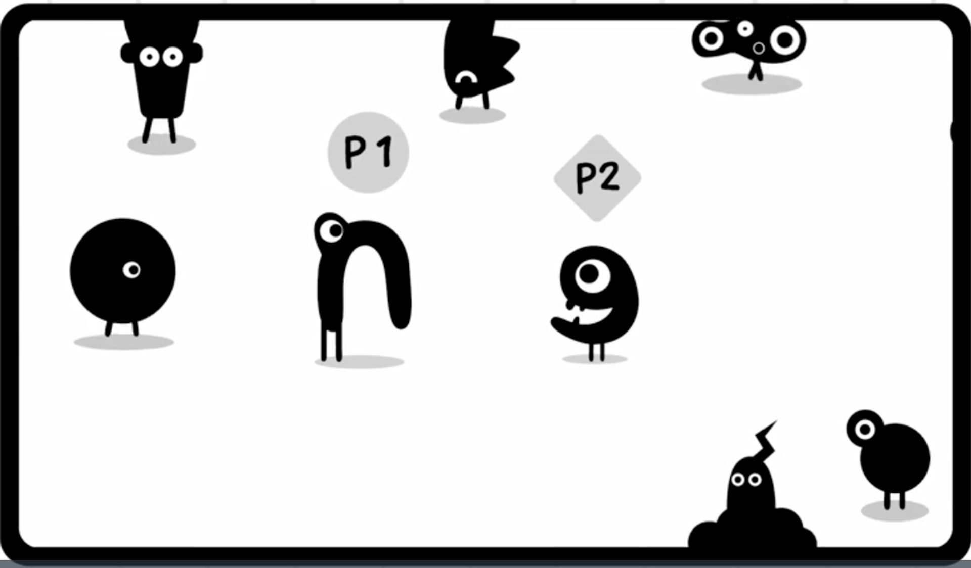 Image of Mingle characters showing P1 and P2 - linking to Mingle game detail page