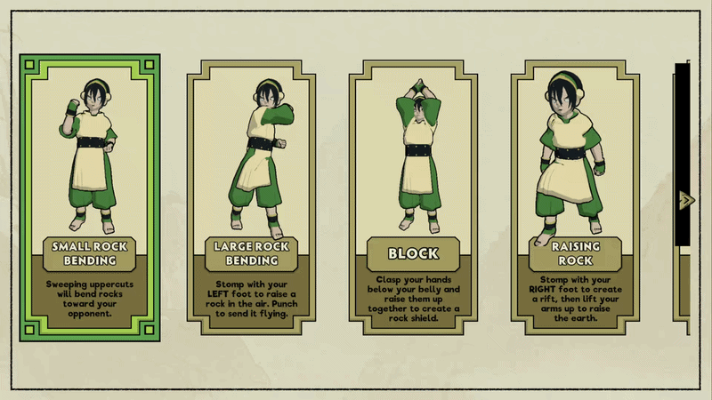 Gif of Toph demoing offensive moves in Avatar: The Last Airbender Earth Rumble game, only on Nex Playground + Play Pass.