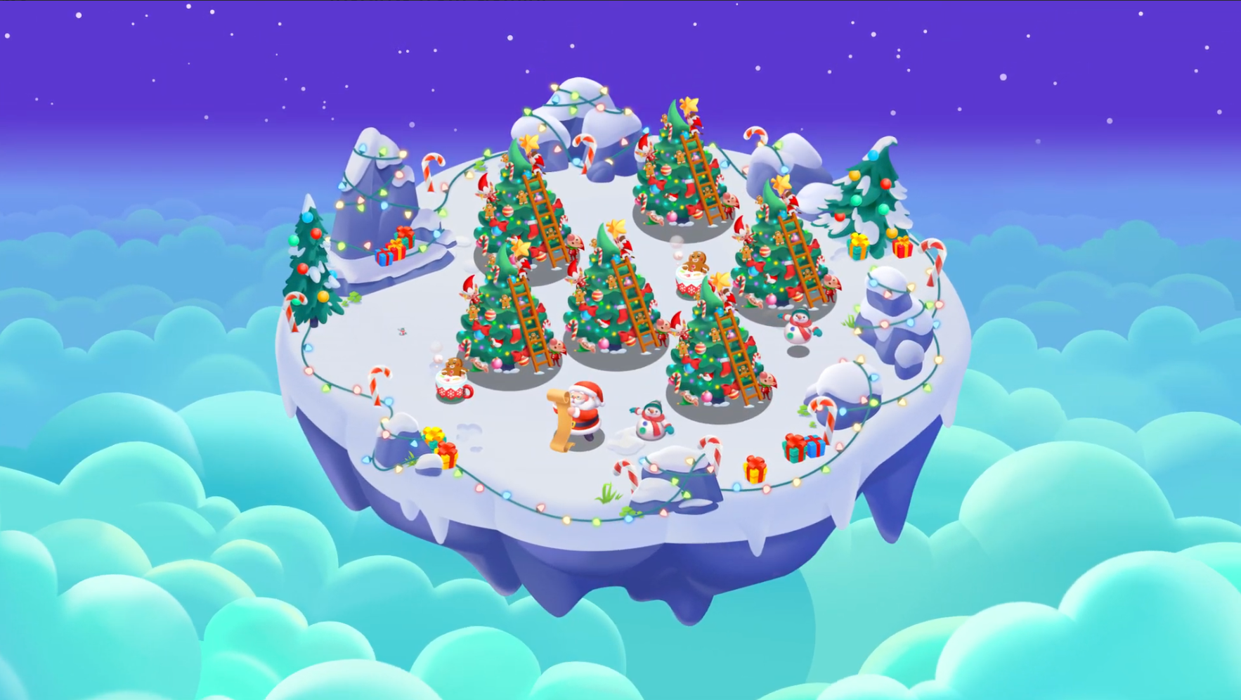image of trophies on a snowy island in the sky in Winter Wonders, exclusively on Nex Playground with Play Pass
