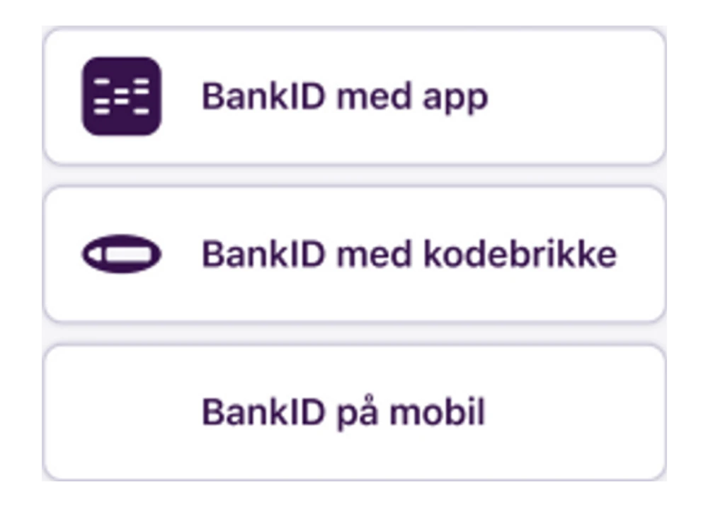 Eksempel på rekkefølge av BankID-metoder