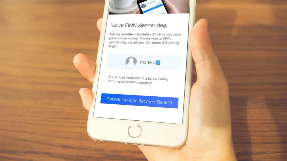 Finn bruker BankID for å verifisere brukerne. Bilde av Finn-appen.