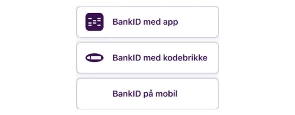 Eksempel på rekkefølge av BankID-metoder
