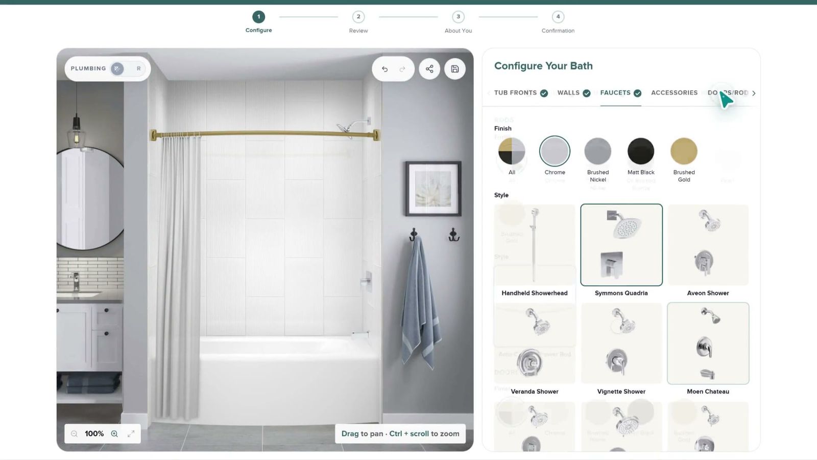 Finishes and styles come straight from the catalog marketing manages.