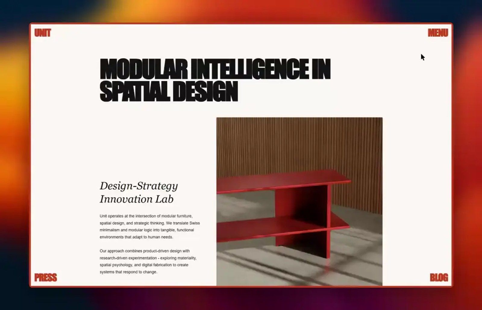 A design studio site, built on the ninth day.